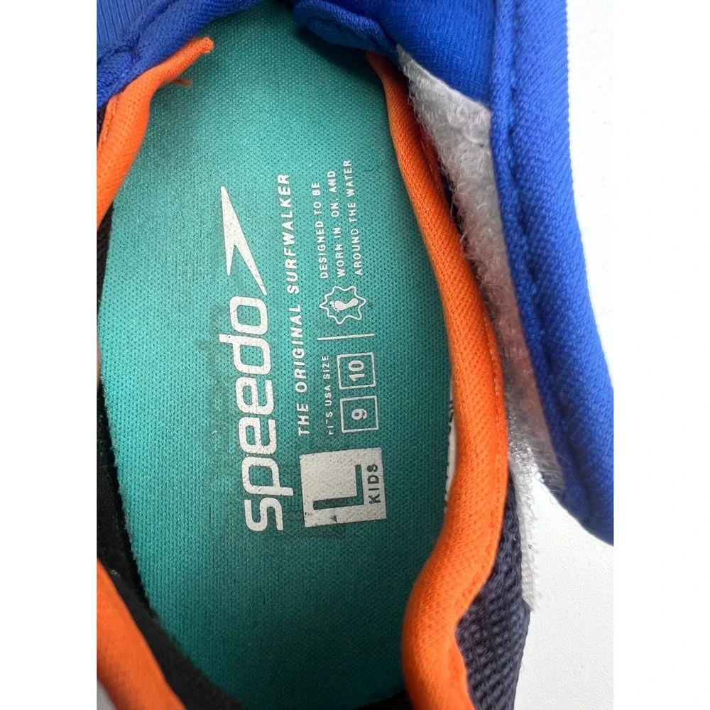 Speedo Kids Water Shoes Size L 9 10 Blue Slip On Swim Pool Beach Aqua Sneakers